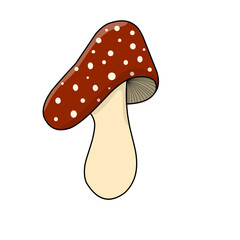 Mushroom vector illustration with red color on the top, perfect for autumn theme design