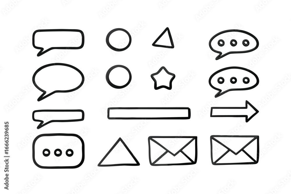 Poster minimalist communication ui line art icon set – chat bubbles, messages & notifications