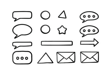Minimalist Communication UI Line Art Icon Set – Chat Bubbles, Messages & Notifications