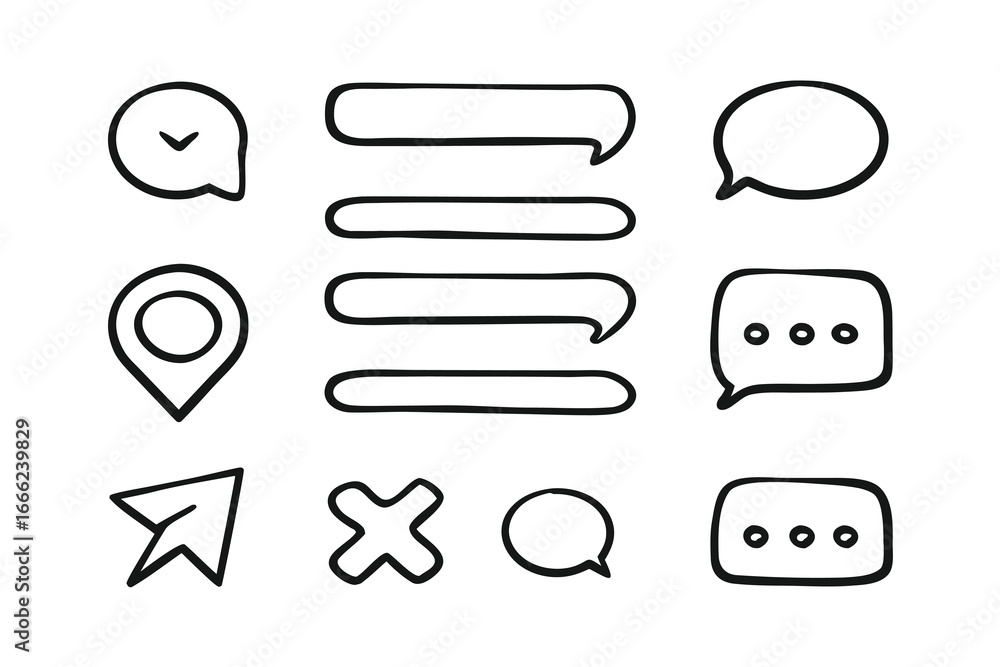 Poster minimalist communication ui line art icon set – chat bubbles, messages & notifications