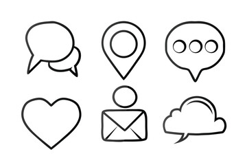 Minimalist Communication UI Line Art Icon Set – Chat Bubbles, Messages & Notifications