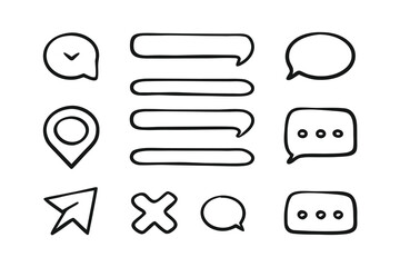 Minimalist Communication UI Line Art Icon Set – Chat Bubbles, Messages & Notifications