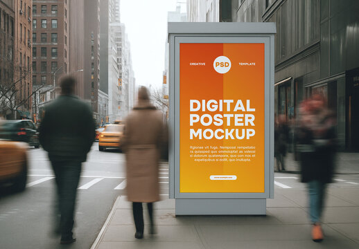 City bus stop advertisement mockup
