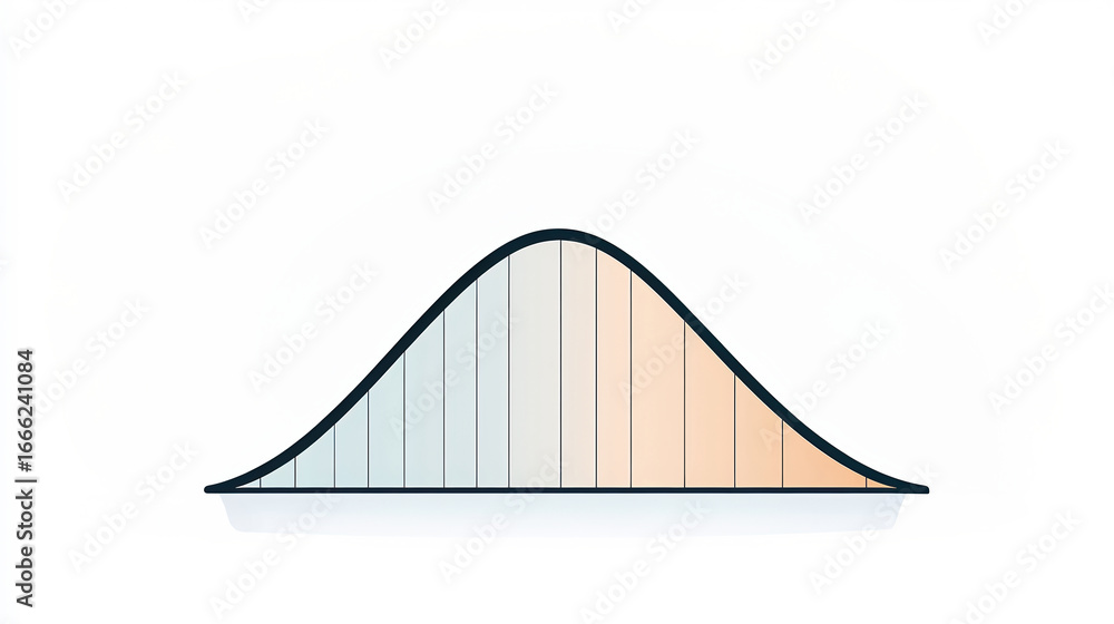 Aufkleber a minimalist graphic depicting a bell curve with shaded segments, representing statistical distribut