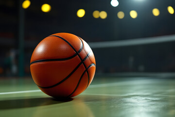 Fototapeta premium Basketball on Court Sports Arena Ball Game Recreation Close Up