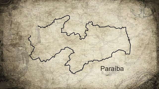 Paraiba map drawn on a cartography background sheet of paper