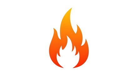 Simple stylized flame with orange and yellow gradient on white background
