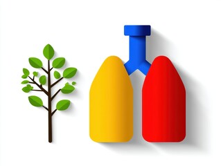 Closeup of green leaves on tree branches beside a bottle in nature's serenity green
