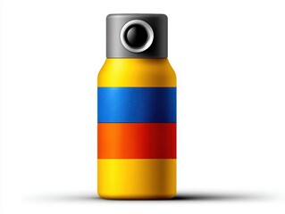Stay hydrated in style, vibrant yellow and blue water bottle with secure black cap for everyday use