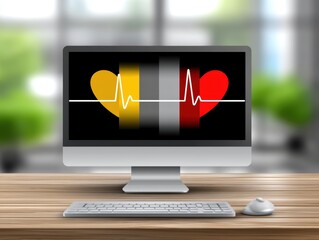 Heart on computer screen, a symbol of digital love, connection, and online affection in modern relationships