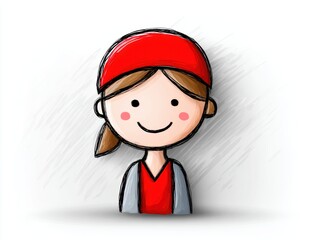 Charming cartoon girl in red, a vibrant illustration of style and cheer
