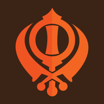 Vector minimalistic illustration of the holy symbol of khanda