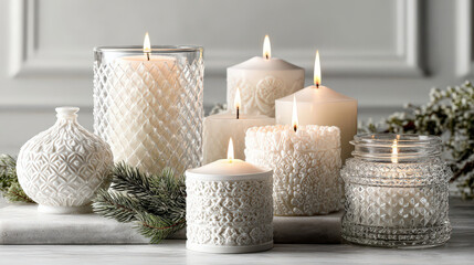 celebrate new year  with warm ambiance featuring intricately designed candles flickering softly