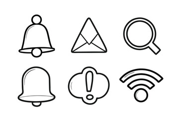 Notification Status UI Icons Set – Minimalist Line Art Vector