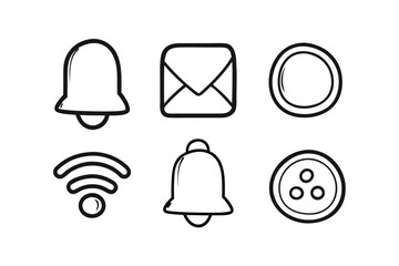 Notification Status UI Icons Set – Minimalist Line Art Vector