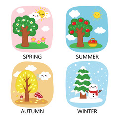 Cute season background spring, summer, fall, winter