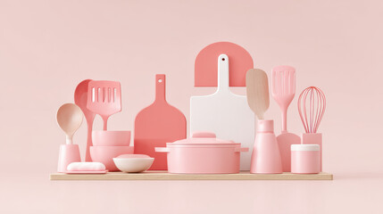 modern studio photoshoot portraying kitchen utensils emphasizing their unique shapes and colors