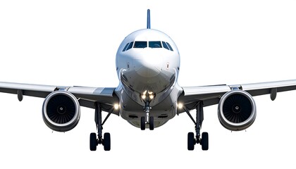 Fototapeta premium Frontal View of a Commercial Airplane with Landing Gear Extended.
