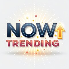 Now Trending Design Element with Arrow and Star Accents for Social Media and Marketing Campaigns Vector Illustration