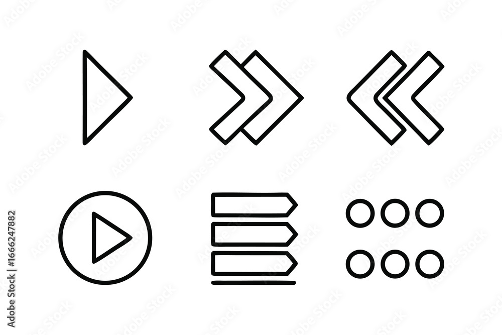 Poster navigation menu icons – minimalist line art icon set