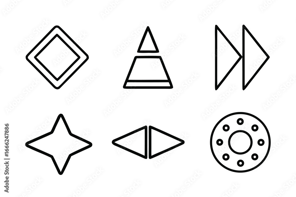 Aufkleber navigation menu icons – minimalist line art icon set