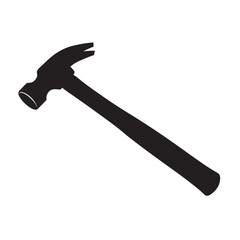 black and white vector silhouette on Ball-peen hammer on a white background