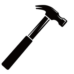 black and white vector silhouette on Ball-peen hammer on a white background