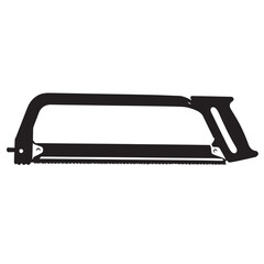 black and white vector silhouette of a Hacksaw on a white background