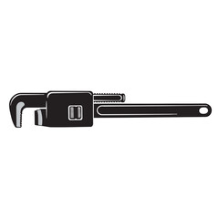 black and white vector silhouette of a Pipe Wrench on a white background