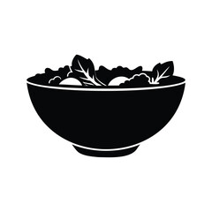 Silhouette of a bowl filled with a refreshing and healthy green salad, Healthy salad silhouette vector illustration