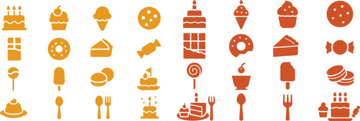 Eat an Extra Dessert Day – 16 Flat Icon Collection of Sweet Treats & Desserts