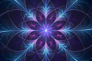 Futuristic Abstract Fractal Pattern with Glowing Symmetrical Design