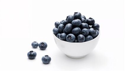 White Bowl Filled with Fresh Blueberries on White Surface Representing Natural Nutrition, Antioxidant-Rich Superfoods, and Healthy Snacking — Created with Generative AI
