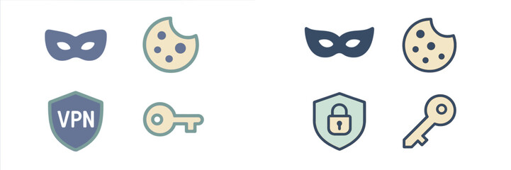 Obraz premium Cybersecurity Icons for Digital Protection and Privacy
