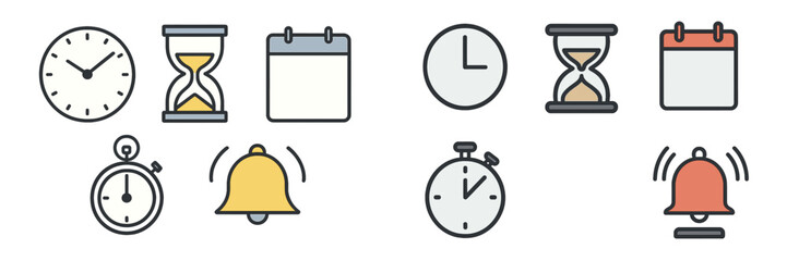Time Management Icons Set, Minimalist flat design