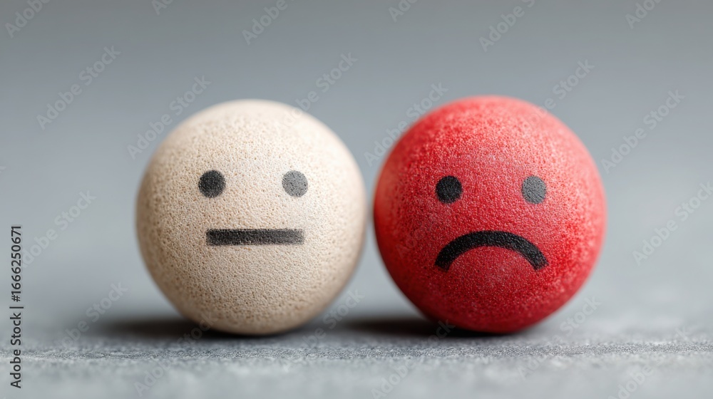 Poster two eggs with faces depicting emotions in a unique representation for an innovative feedback system 