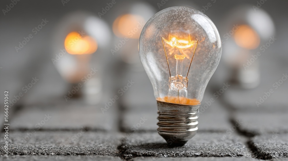 Poster simple light bulb resting on table surface for emotion driven innovation grid layout concept in crea