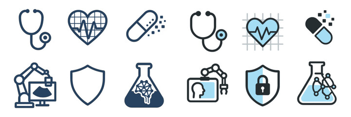 Medical Technology and Healthcare Symbols, Minimalist flat design