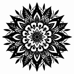 WildBloom Mandala Series vector clean black silhouette design white background