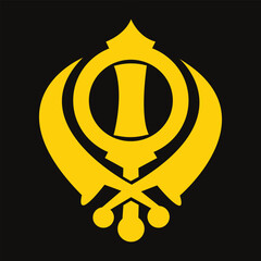 Sikhism holy symbol shadow vector illustration