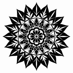 WildBloom Mandala Series vector clean black silhouette design white background