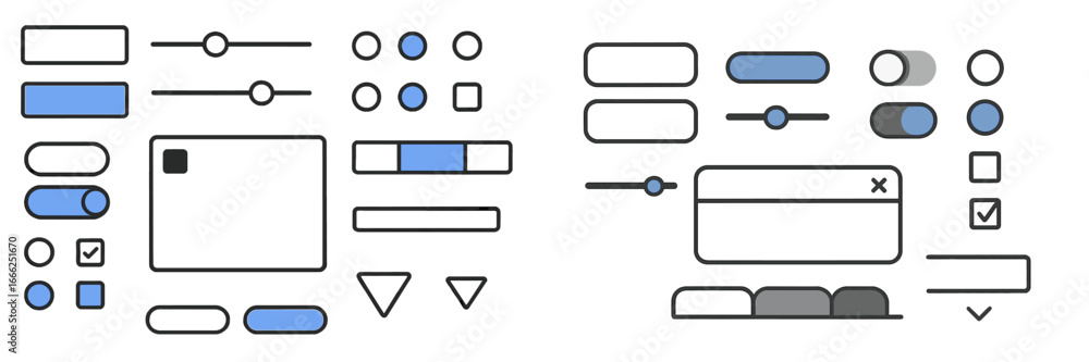 Poster modern ui elements for web and app design, minimalist flat design