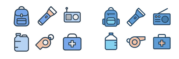 Obraz premium Emergency Preparedness Kit Items, Minimalist flat design