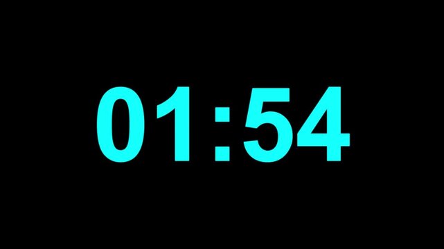 Two minutes countdown animation on transparent background with alpha channel, 2 minutes timer countdown animation, 2 minutes countdown.