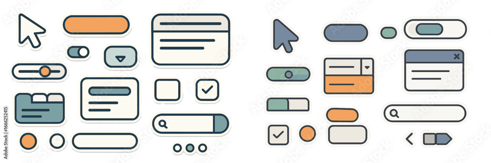 Poster modern user interface elements set, minimalist flat design