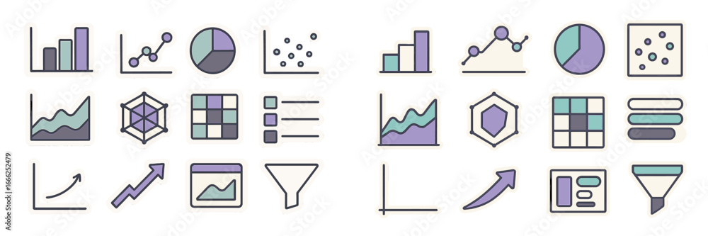 Aufkleber collection of data visualization icons and charts