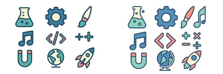 Science, Technology, Art, Music Icons Collection