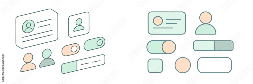 Poster modern ui elements for profile and settings, minimalist flat design