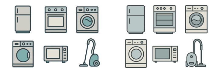 Fototapeta premium Home Appliance Icons Set, Minimalist flat design