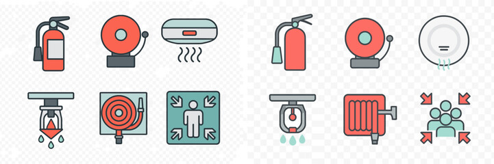 Fire Safety and Emergency Symbols Collection, Minimalist flat design